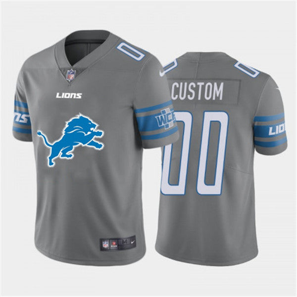 Mens Detroit Lions Active Player Custom Grey 2020 Team Big Logo Limited Stitched Jersey