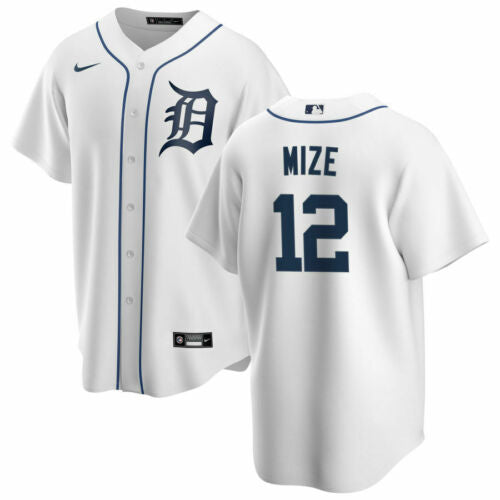 Mens Detroit Tigers 12 Casey Mize Majestic White Home Cool Base Player Jersey