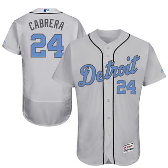 Mens Detroit Tigers 24 Miguel Cabrera Majestic Gray Fathers Day Flex Base Jersey