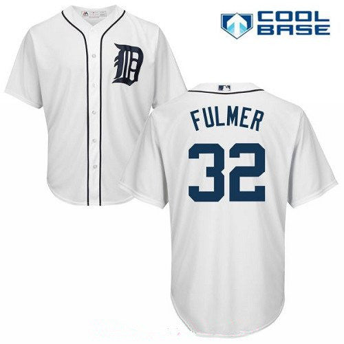 Mens Detroit Tigers 32 Michael Fulmer White Home Stitched Mlb Majestic Cool Base Jersey
