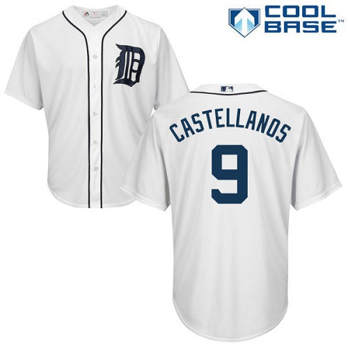 Mens Detroit Tigers 9 Nick Castellanos White Cool Base Stitched Mlb Jersey