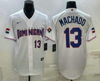Mens Dominican Republic Baseball 13 Manny Machado Number 2023 White World Baseball Classic Stitched Jerseyy8uoi25fou_46