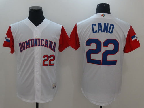 Mens Dominican Republic Baseball 22 Robinson Cano Majestic White 2017 World Baseball Classic Stitched Authentic Jersey