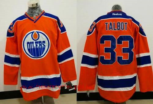 Mens Edmonton Oilers 33 Cam Talbot Orange Stitched Nhl Reebok Hockey Jersey