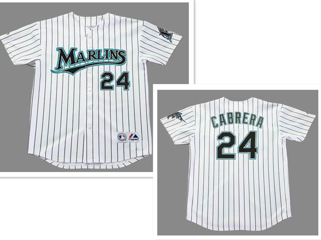 Mens Florida Marlins 24 Miguel Cabrera 2005 Home Majestic Throwback Baseball Jersey