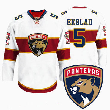 Mens Florida Panthers 5 Aaron Ekblad New Logo Reebok White Premier Player Jersey