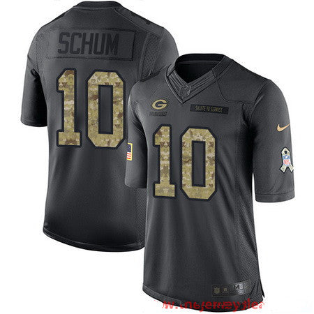 Mens Green Bay Packers 10 Jacob Schum Black Anthracite 2016 Salute To Service Stitched Nfl Nike Limited Jersey