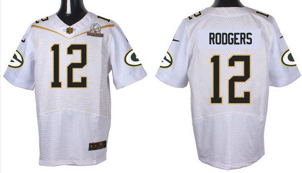 Mens Green Bay Packers 12 Aaron Rodgers White 2016 Pro Bowl Nike Elite Jersey