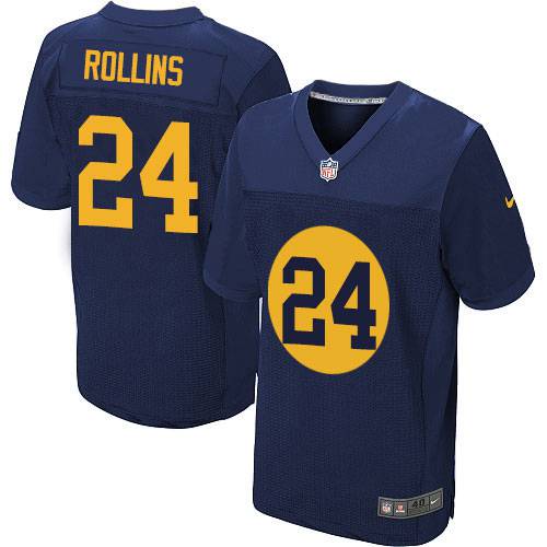 Mens Green Bay Packers 24 Quinten Rollins Navy Blue Elite Jersey