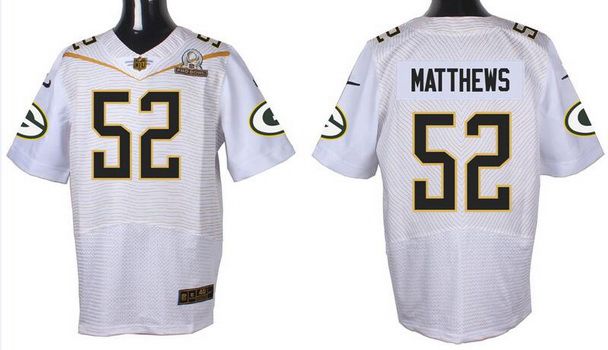 Mens Green Bay Packers 52 Clay Matthews White 2016 Pro Bowl Nike Elite Jersey