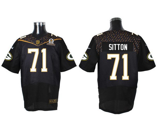 Mens Green Bay Packers 71 Josh Sitton Black 2016 Pro Bowl Nike Elite Jersey