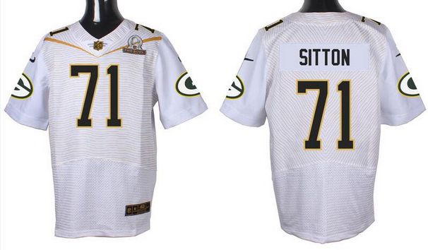Mens Green Bay Packers 71 Josh Sitton White 2016 Pro Bowl Nike Elite Jersey