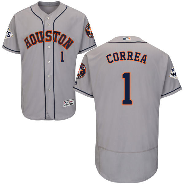 Mens Houston Astros 1 Carlos Correa Grey Flexbase Authentic Collection 2017 World Series Bound Stitched Mlb Jersey