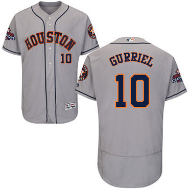 Mens Houston Astros 10 Yuli Gurriel Grey Flexbase Authentic Collection 2017 World Series Champions Stitched Mlb Jersey