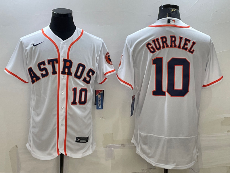 Mens Houston Astros 10 Yuli Gurriel White Stitched Mlb Flex Base Nike Jersey