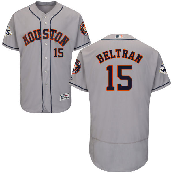Mens Houston Astros 15 Carlos Beltran Grey Flexbase Authentic Collection 2017 World Series Bound Stitched Mlb Jersey