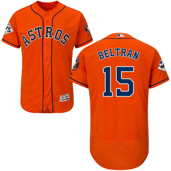 Mens Houston Astros 15 Carlos Beltran Orange Flexbase Authentic Collection 2017 World Series Bound Stitched Mlb Jersey