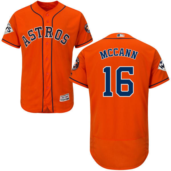 Mens Houston Astros 16 Brian Mccann Orange Flexbase Authentic Collection 2017 World Series Bound Stitched Mlb Jersey