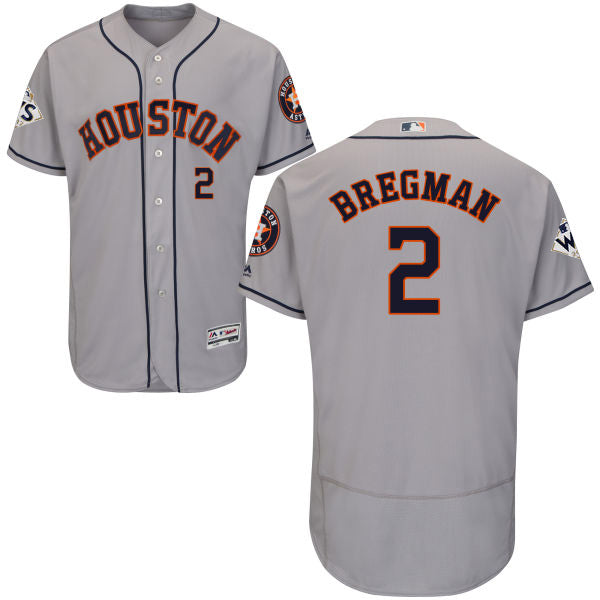 Mens Houston Astros 2 Alex Bregman Grey Flexbase Authentic Collection 2017 World Series Bound Stitched Mlb Jersey