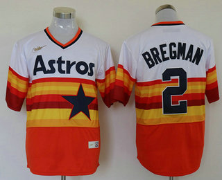 Mens Houston Astros 2 Alex Bregman Orange Rainbow Cooperstown Stitched Mlb Cool Base Nike Jersey