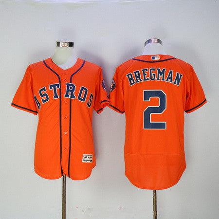 Mens Houston Astros 2 Alex Bregman Orange Stitched Mlb 2016 Majestic Flex Base Jersey