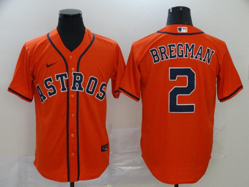 Mens Houston Astros 2 Alex Bregman Orange Stitched Mlb Cool Base Nike Jersey