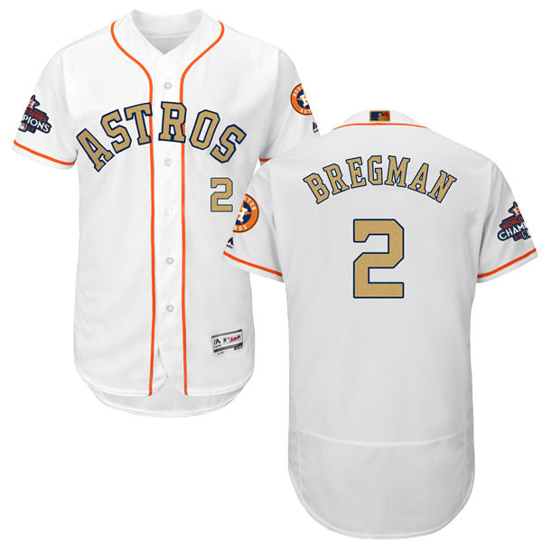 Mens Houston Astros 2 Alex Bregman White 2018 Gold Program Flexbase Stitched Mlb Jersey