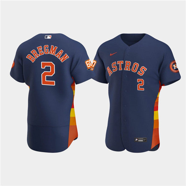 Mens Houston Astros 2 Jose Altuve Navy 60th Anniversary Flex Base Stitched Baseball Jersey
