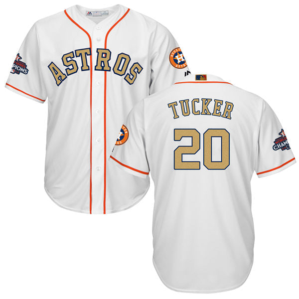 Mens Houston Astros 20 Preston Tucker White 2018 Gold Program Cool Base Stitched Mlb Jersey