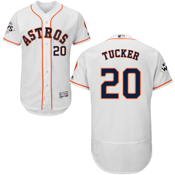 Mens Houston Astros 20 Preston Tucker White Flexbase Authentic Collection 2017 World Series Bound Stitched Mlb Jersey