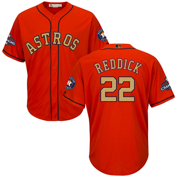 Mens Houston Astros 22 Josh Reddick Orange 2018 Gold Program Cool Base Stitched Mlb Jersey