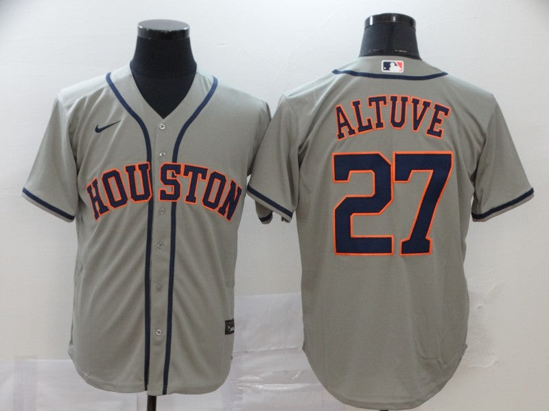 Mens Houston Astros 27 Jose Altuve Gray Stitched Mlb Cool Base Nike Jersey