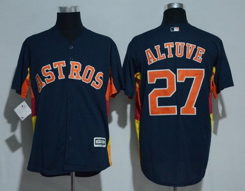 Mens Houston Astros 27 Jose Altuve Navy Blue Stitched Mlb Majestic Cool Base Jersey