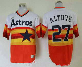 Mens Houston Astros 27 Jose Altuve Orange Rainbow Cooperstown Stitched Mlb Cool Base Nike Jersey
