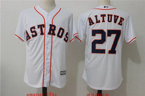 Mens Houston Astros 27 Jose Altuve White Home Stitched Mlb Majestic Cool Base Jersey
