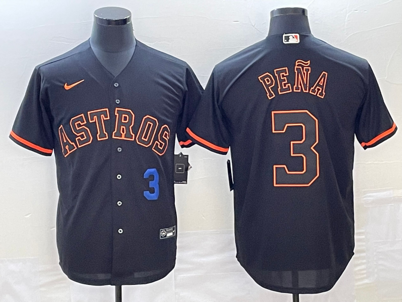 Mens Houston Astros 3 Jeremy Pena Number Lights Out Black Fashion Stitched Mlb Cool Base Nike Jersey1