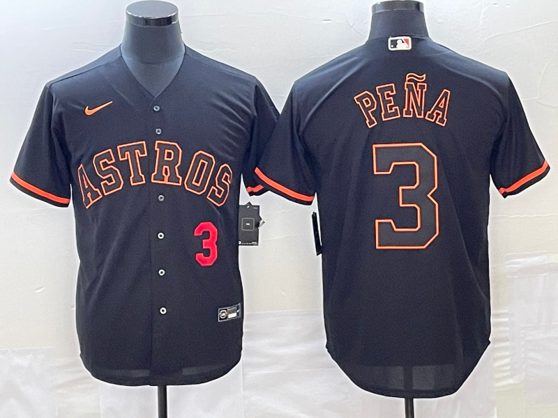 Mens Houston Astros 3 Jeremy Pena Number Lights Out Black Fashion Stitched Mlb Cool Base Nike Jersey2