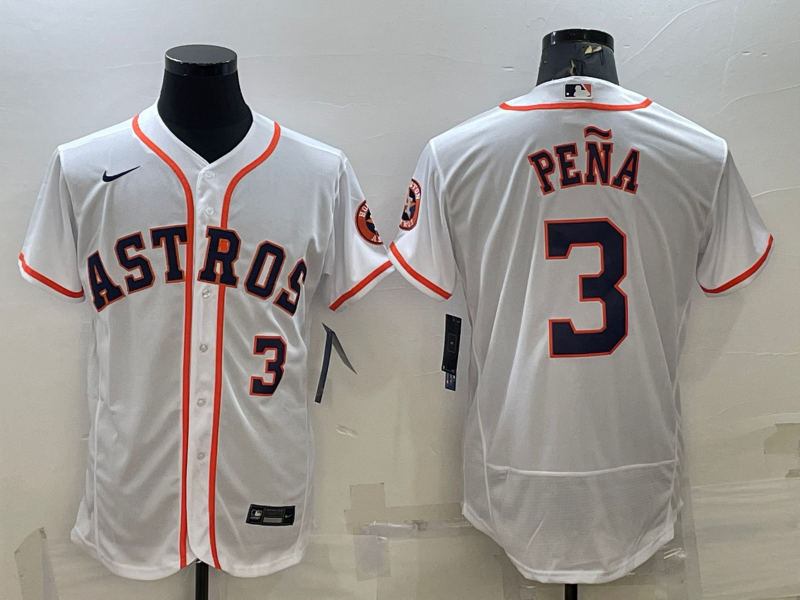 Mens Houston Astros 3 Jeremy Pena White Stitched Mlb Flex Base Nike Jersey