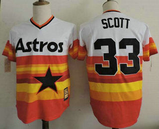 Mens Houston Astros 33 Mike Scott Rainbow Stitched Mlb Majestic Cool Base Cooperstown Collection Player Jersey