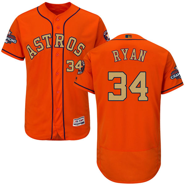 Mens Houston Astros 34 Nolan Ryan Gonzalez Orange 2018 Gold Program Flexbase Stitched Mlb Jersey