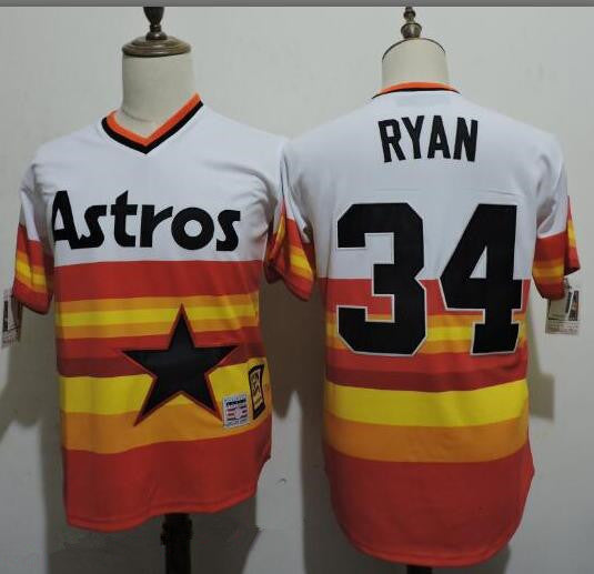 Mens Houston Astros 34 Nolan Ryan Rainbow Stitched Mlb Majestic Cool Base Cooperstown Collection Player Jersey
