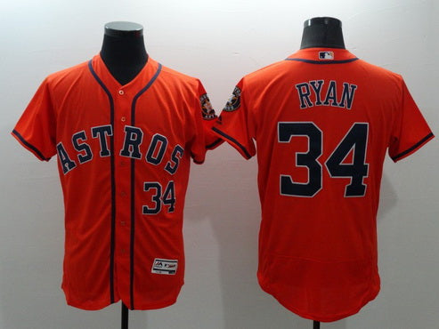 Mens Houston Astros 34 Nolan Ryan Retired Orange 2016 Flexbase Majestic Baseball Jersey