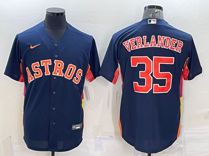 Mens Houston Astros 35 Justin Verlander Navy Blue Stitched Mlb Cool Base Nike Jersey