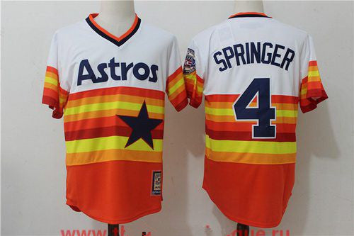 Mens Houston Astros 4 George Springer Orange Rainbow Cooperstown Stitched Mlb Majestic Cool Base Jersey