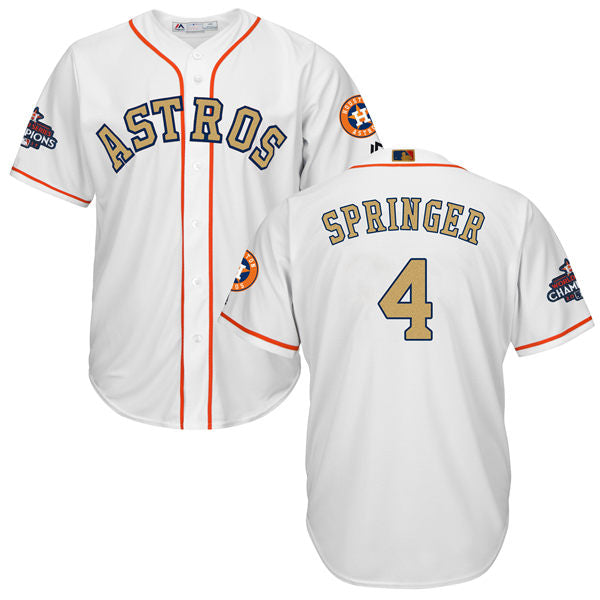 Mens Houston Astros 4 George Springer White 2018 Gold Program Cool Base Stitched Mlb Jersey