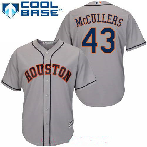 Mens Houston Astros 43 Lance Mccullers Jr Gray Road Stitched Mlb Majestic Cool Base Jersey