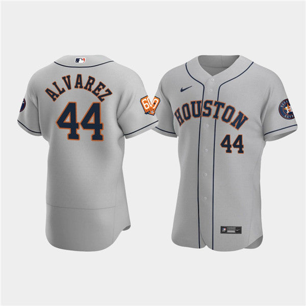 Mens Houston Astros 44 Yordan Alvarez Gray 60th Anniversary Flex Base Stitched Baseball Jersey
