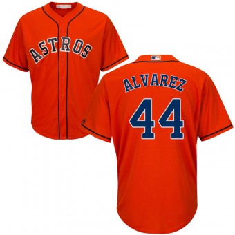 Mens Houston Astros 44 Yordan Alvarez Majestic Cool Base Alternate Orange Jersey