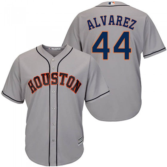 Mens Houston Astros 44 Yordan Alvarez Majestic Cool Base Road Gray Jersey