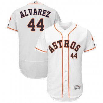 Mens Houston Astros 44 Yordan Alvarez Majestic Flex Base Home Collection White Jersey